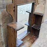 Antique mirror - Art Deco shelf in Burmese teak