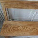 Church bench, end of bed in pitch pine with light oak waxed finish.