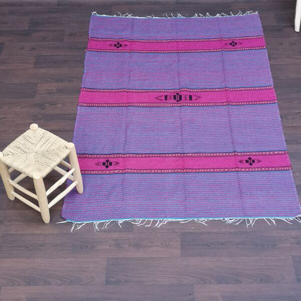 Tapis marocain berbère fait main en coton multicolore 140 x 220 cm