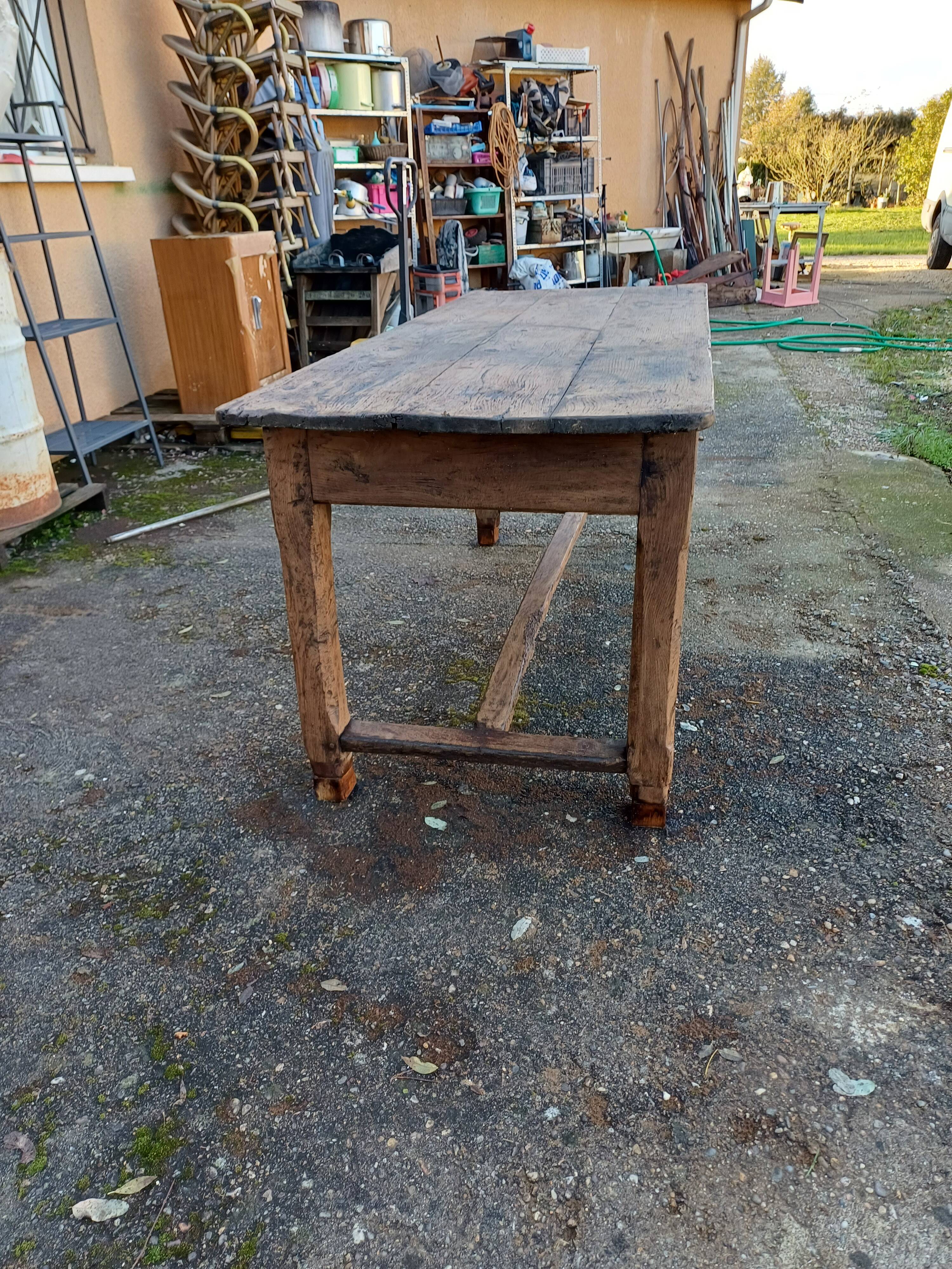 19th century country farm table in oak
