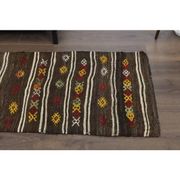 1970s Vintage Turkish Oushak Handmade Wool Cotton Brown Runner Rug 73x207