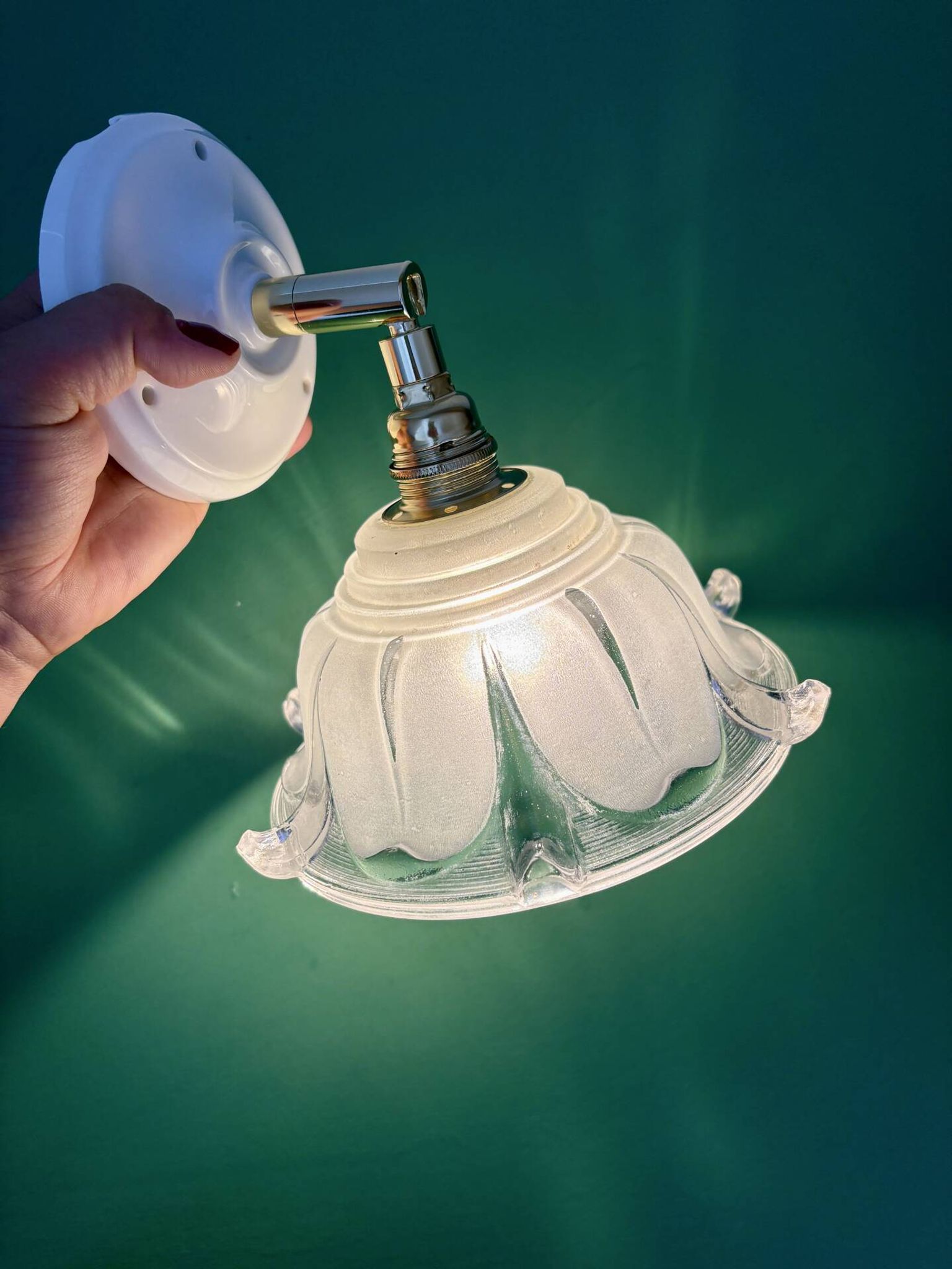 Vintage frosted glass lampshade wall light