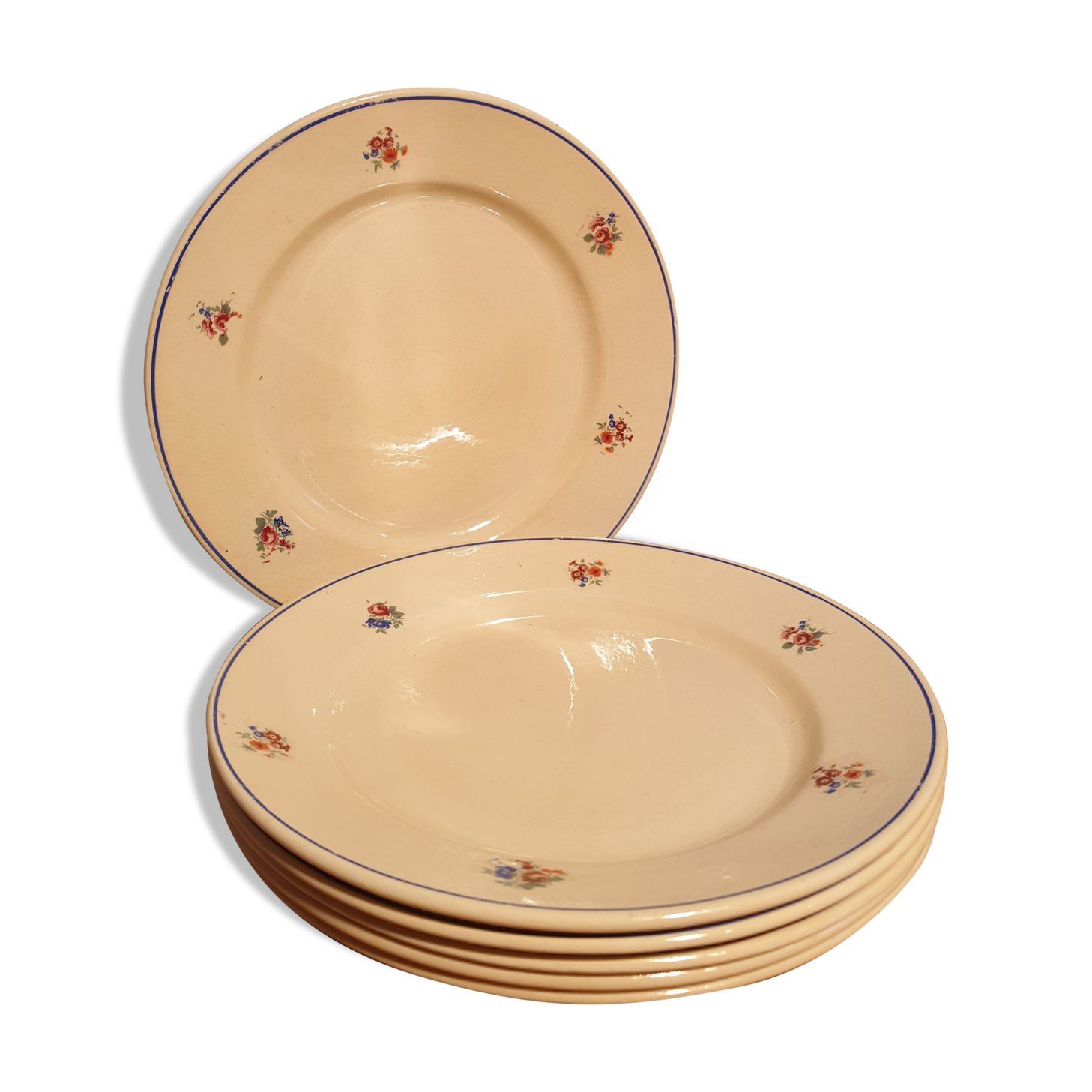 Suite of 6 retro dessert plates