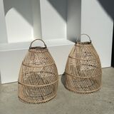 Rattan pendant lamp in the shape of bell D25 H28