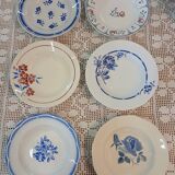 6 mismatched antique soup plates