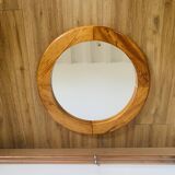 Vintage pine mirror by Glasmäster Markaryd Sweden 1970s