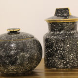 Pair of Vicentina ceramic vases, hand-decorated, Italy 1970'