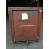 Vintage industrial workshop trolley in wooden rolling crate