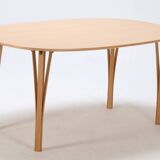 Superellipse table in beech by Piet Hein & Bruno Mathsson
