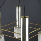1960s chrome and glass chandelier