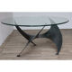 Table basse vintage "Hélice" en acier et verre, 1970