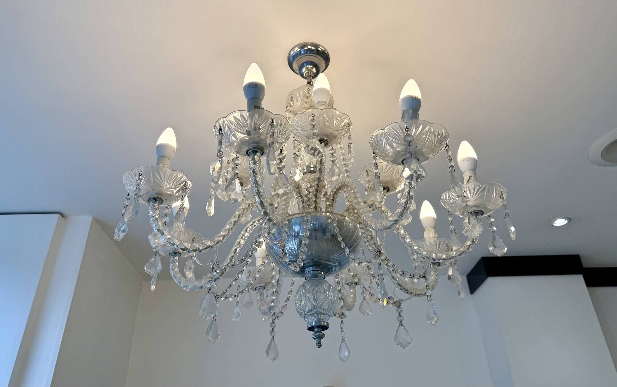 Glass chandelier with garlands, rococo style, 10 lights