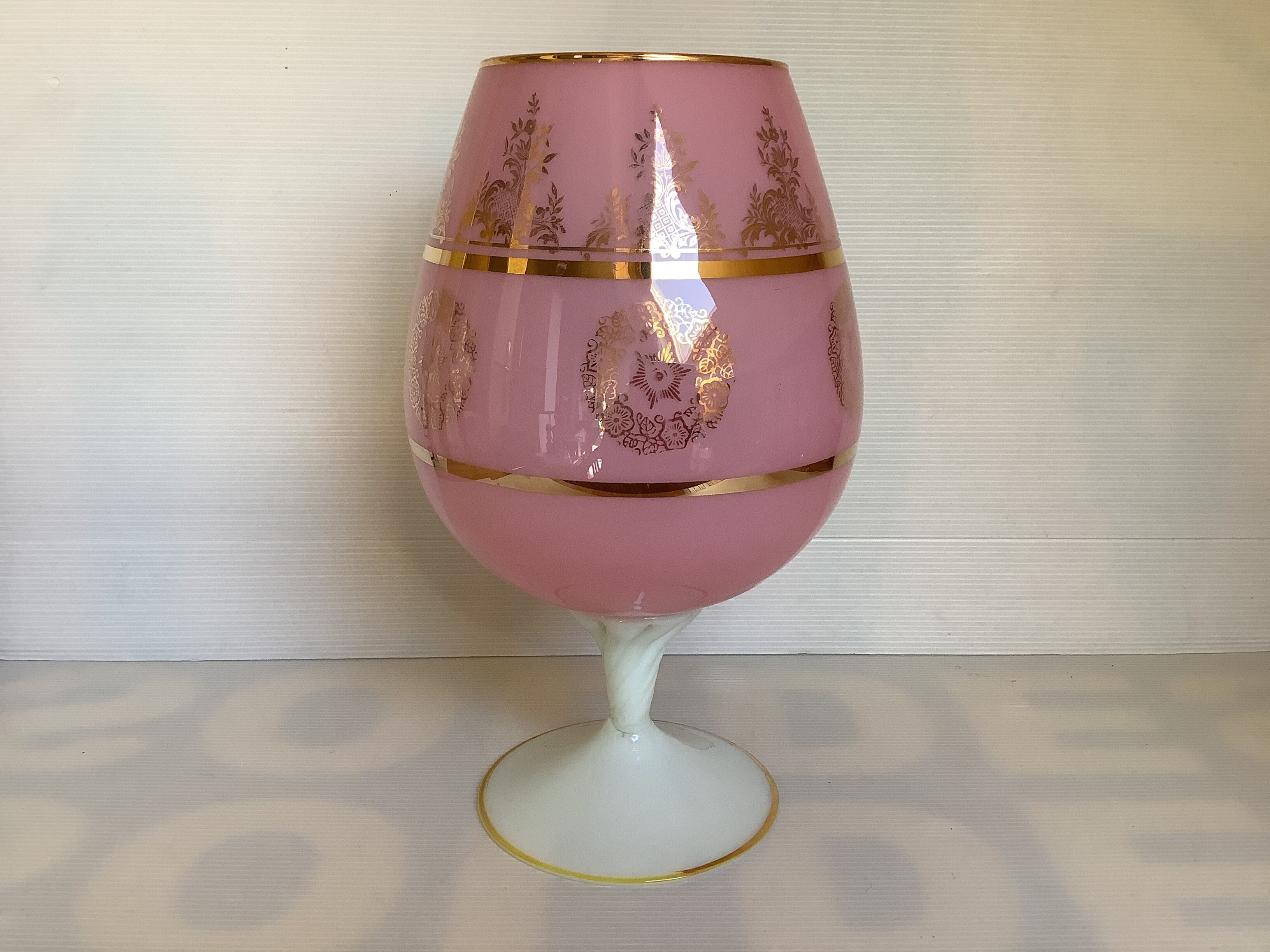Pink opaline cameo vase
