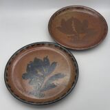 Set of 2 plates in pyrite stoneware with floral decoration h. siegfried, souffle