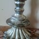 Rare pair of antique silvered terracotta candlesticks from the 17th century.