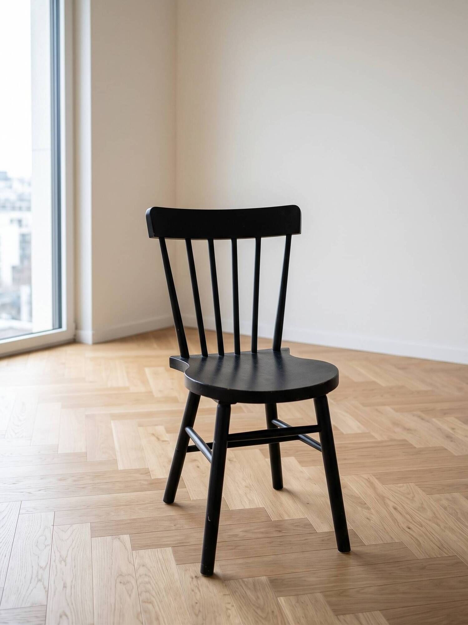 Set of 3 vintage Scandinavian and bistro wooden chairs.