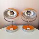 Pair of orange eye table lamps from the 70s space age