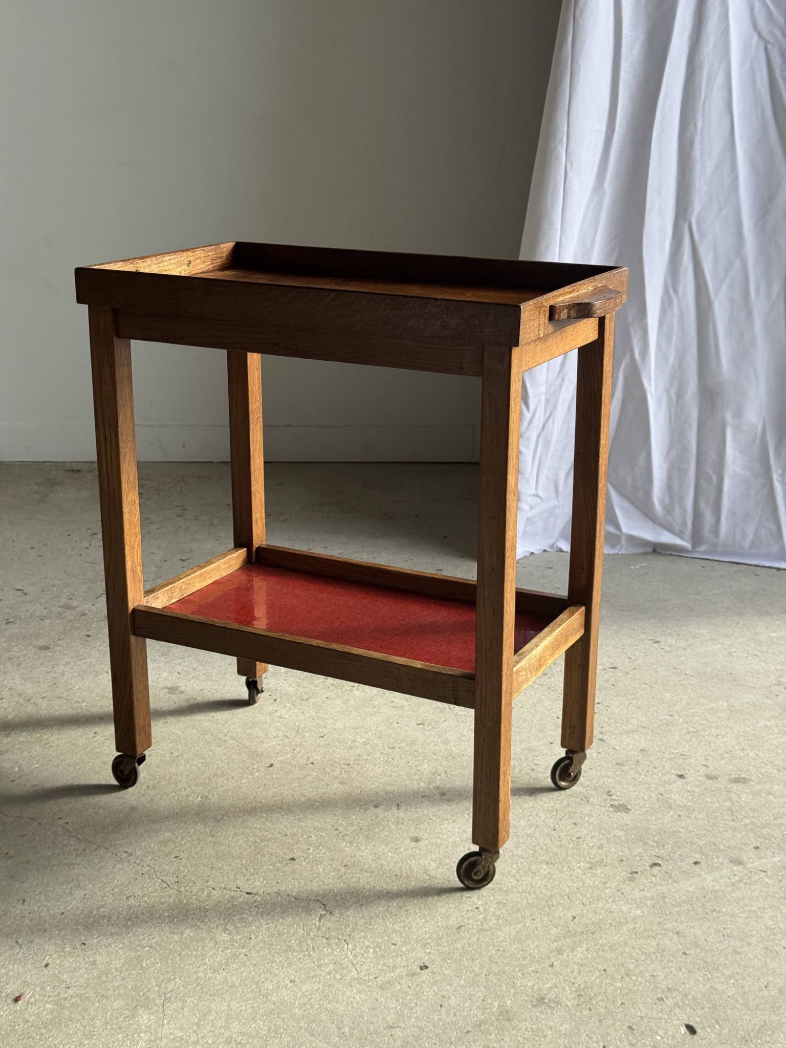 Wooden rolling trolley with removable top H66 75x35