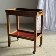 Wooden rolling trolley with removable top H66 75x35