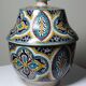 Large ancient jobana from Fes in polychrome faience, Morocco 20th century.