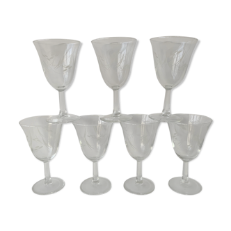 Vintage engraved foot glasses