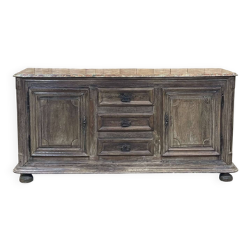 Enfilade XVIIIème en chêne avec dessus peint façon marbre
