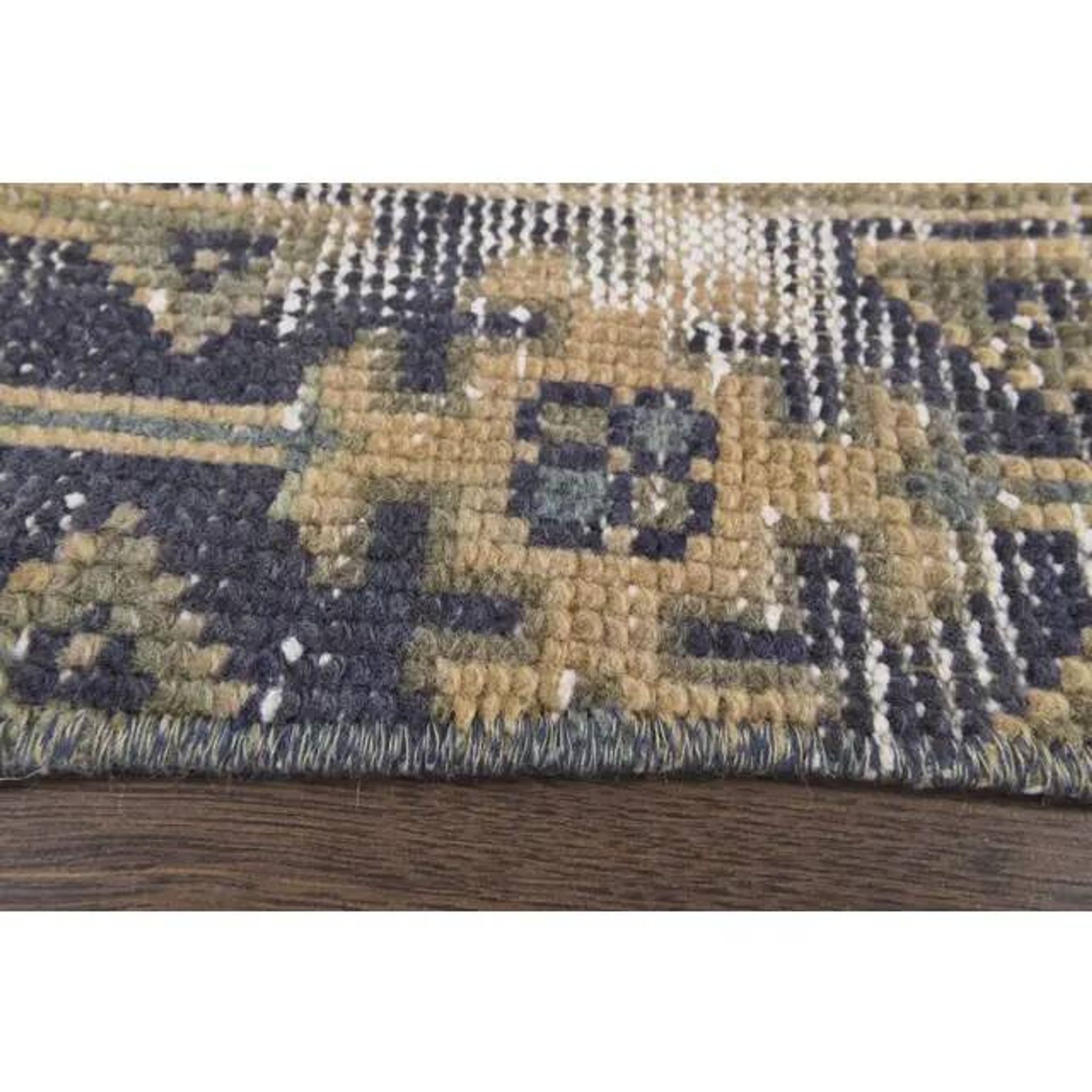 1970s Turkish Hand-Knotted Yellow Wool Runner Rug 111x341