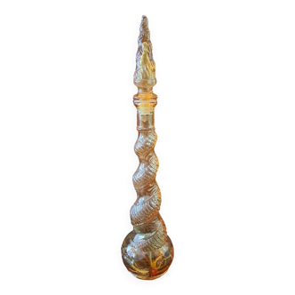 Decanter/bottle in molded glass d'empoli amber yellow color