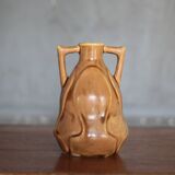 Vintage glazed ceramic vase, small vase with handles, interior decoration