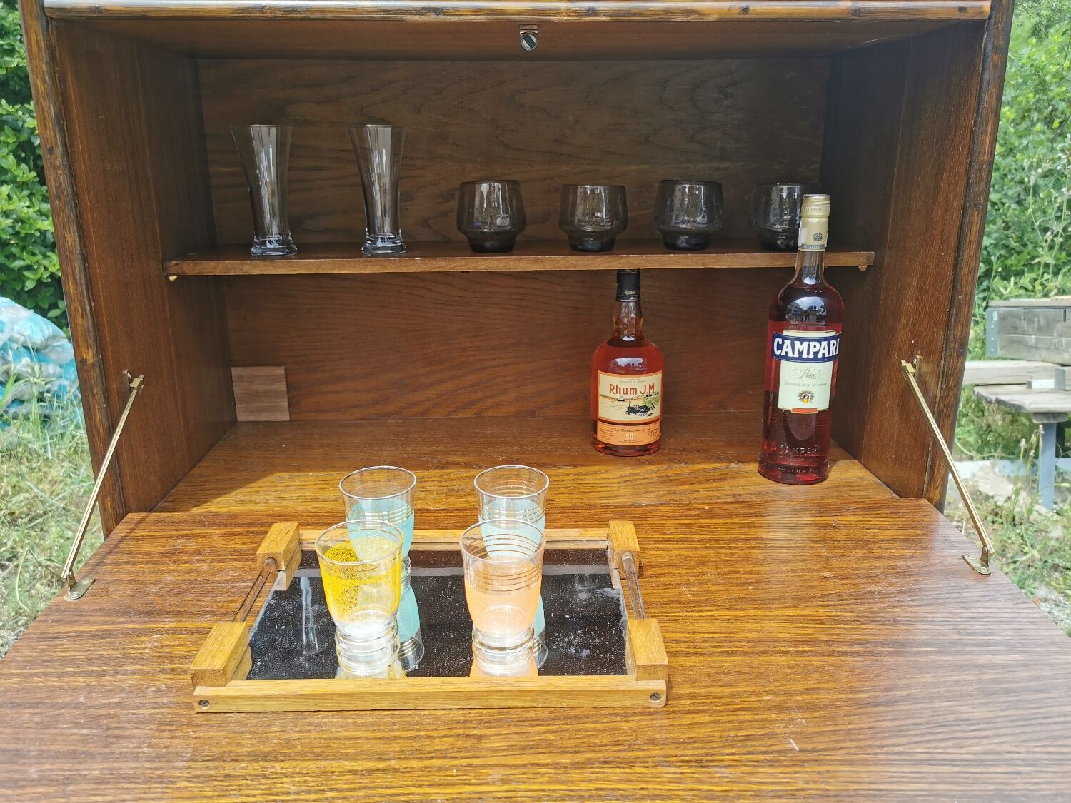 Vintage bamboo bar cabinet