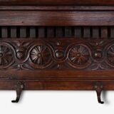 Large 18th Century Gothic solid oak hand carved coat rack, France