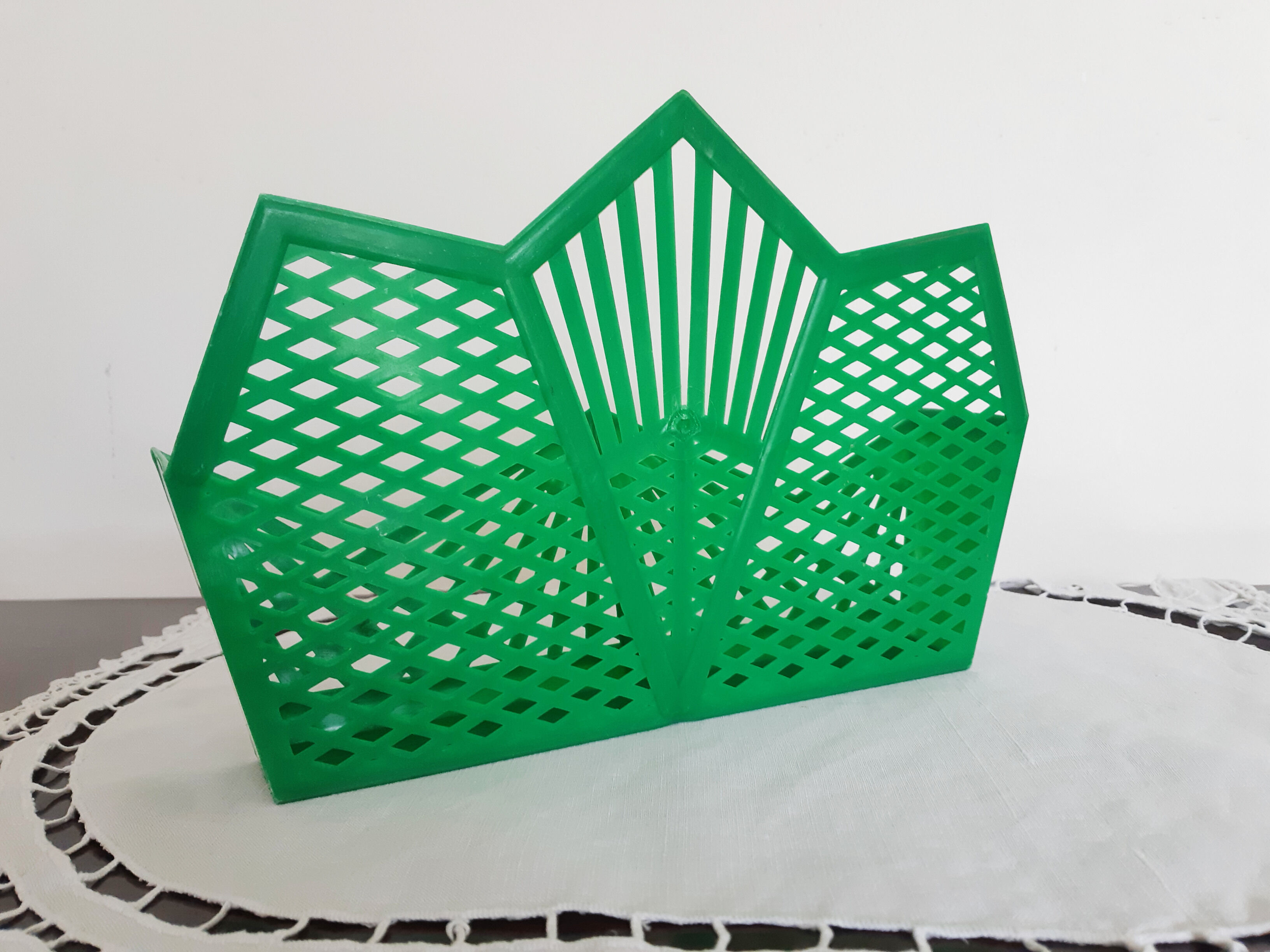 Vintage green plastic mail rack, 50s