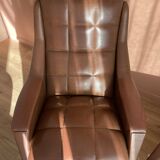 Pair of vintage armchairs in brown imitation leather