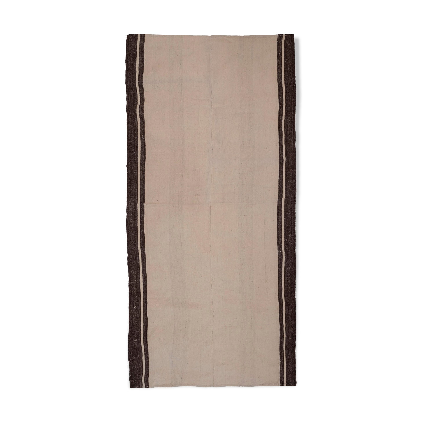 Turkish flat-weave hemp rug off-white with stripes 160 x 332 cm