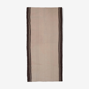 Turkish flat-weave hemp rug off-white with stripes 160 x 332 cm