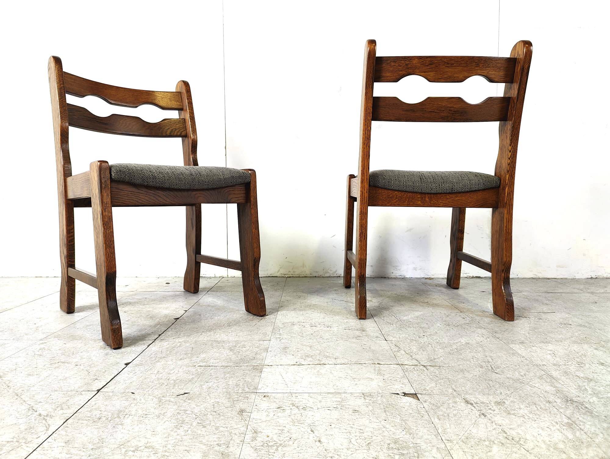 Vintage brutalist dining chairs, set of 6 - 1970s
