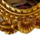 Golden round mirror
