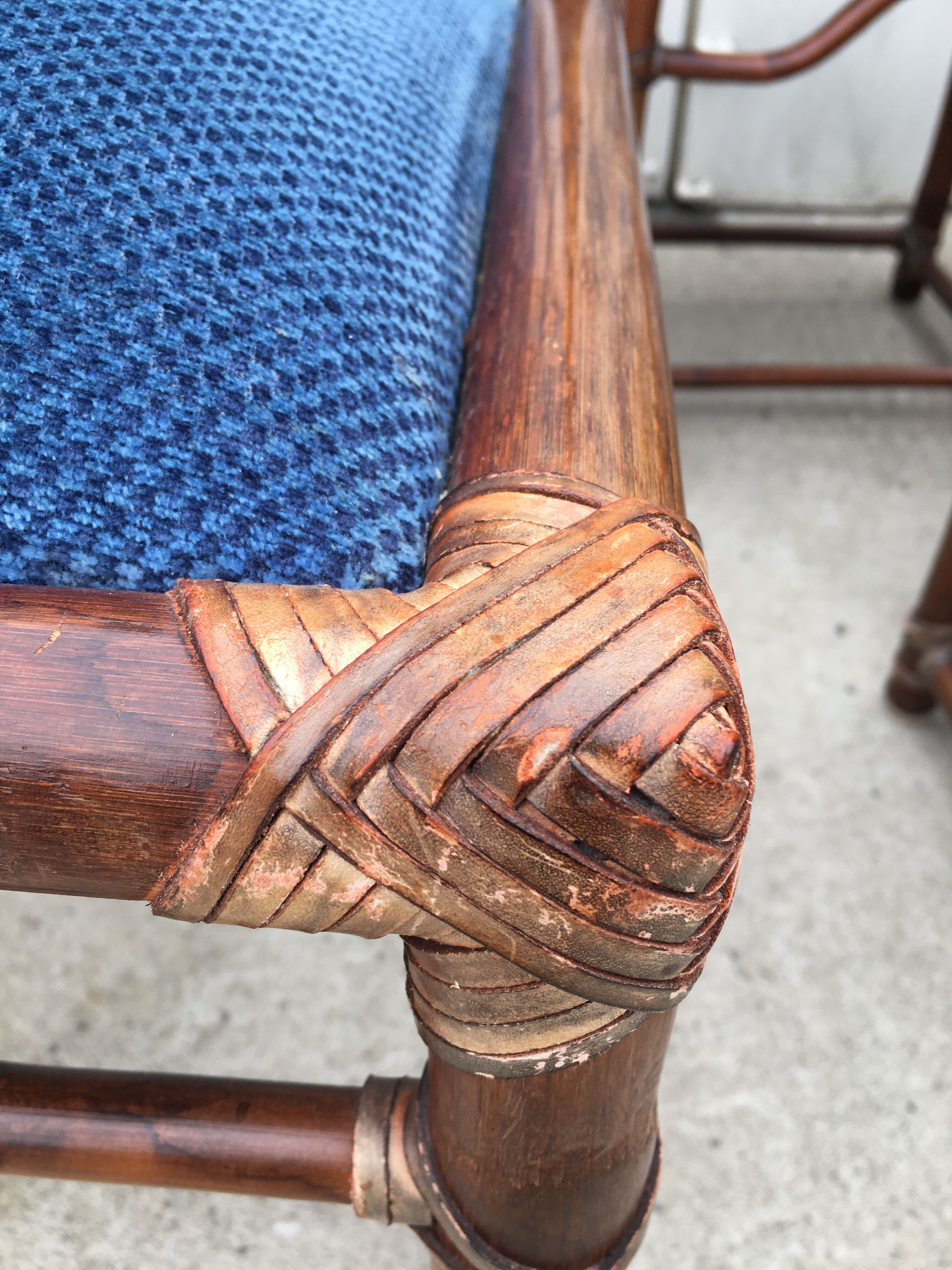 6 bamboo leather chairs 1980