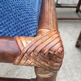 6 bamboo leather chairs 1980