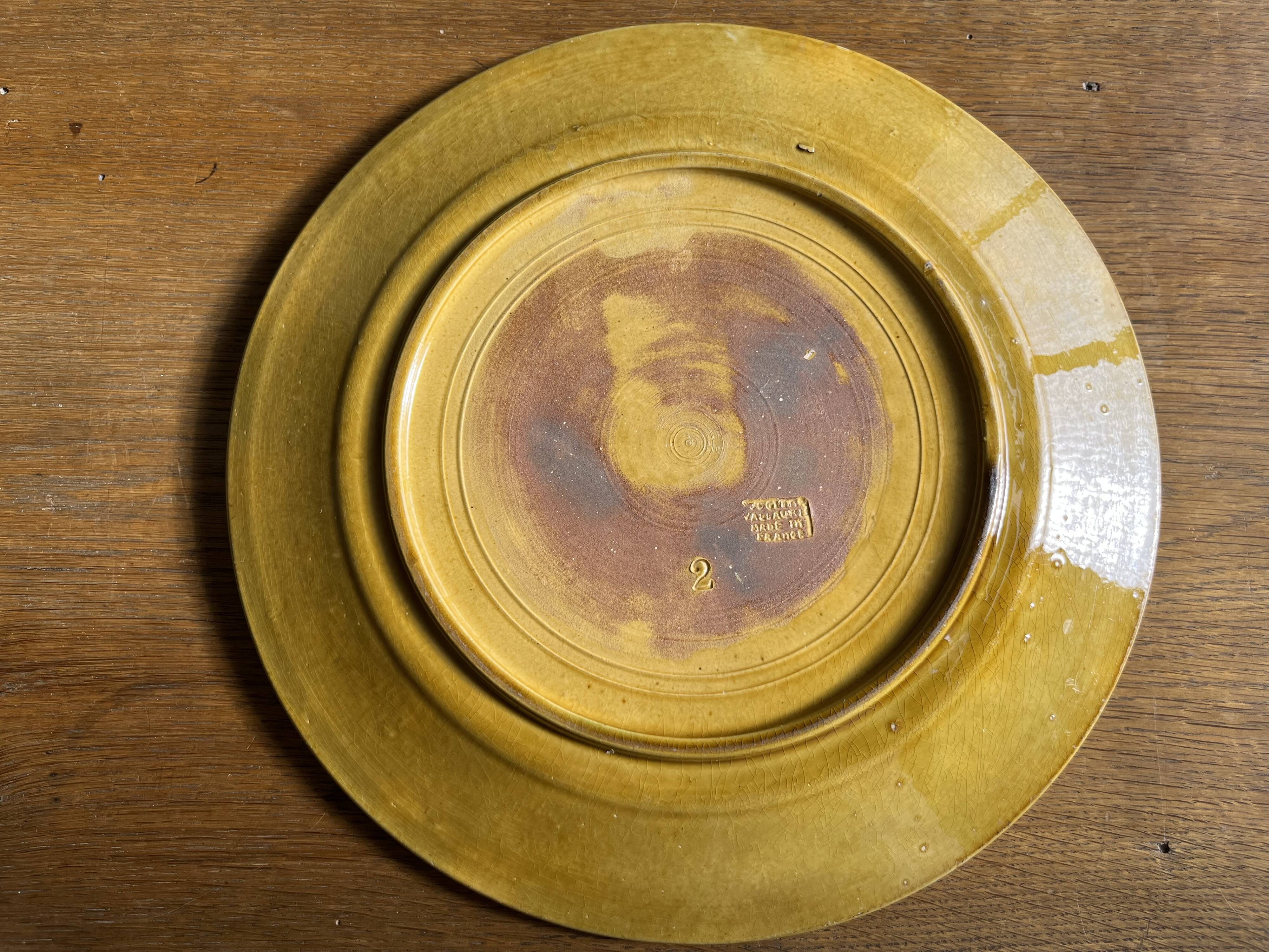 Glazed earthenware centrepiece Aegitna XXL plate Vallauris