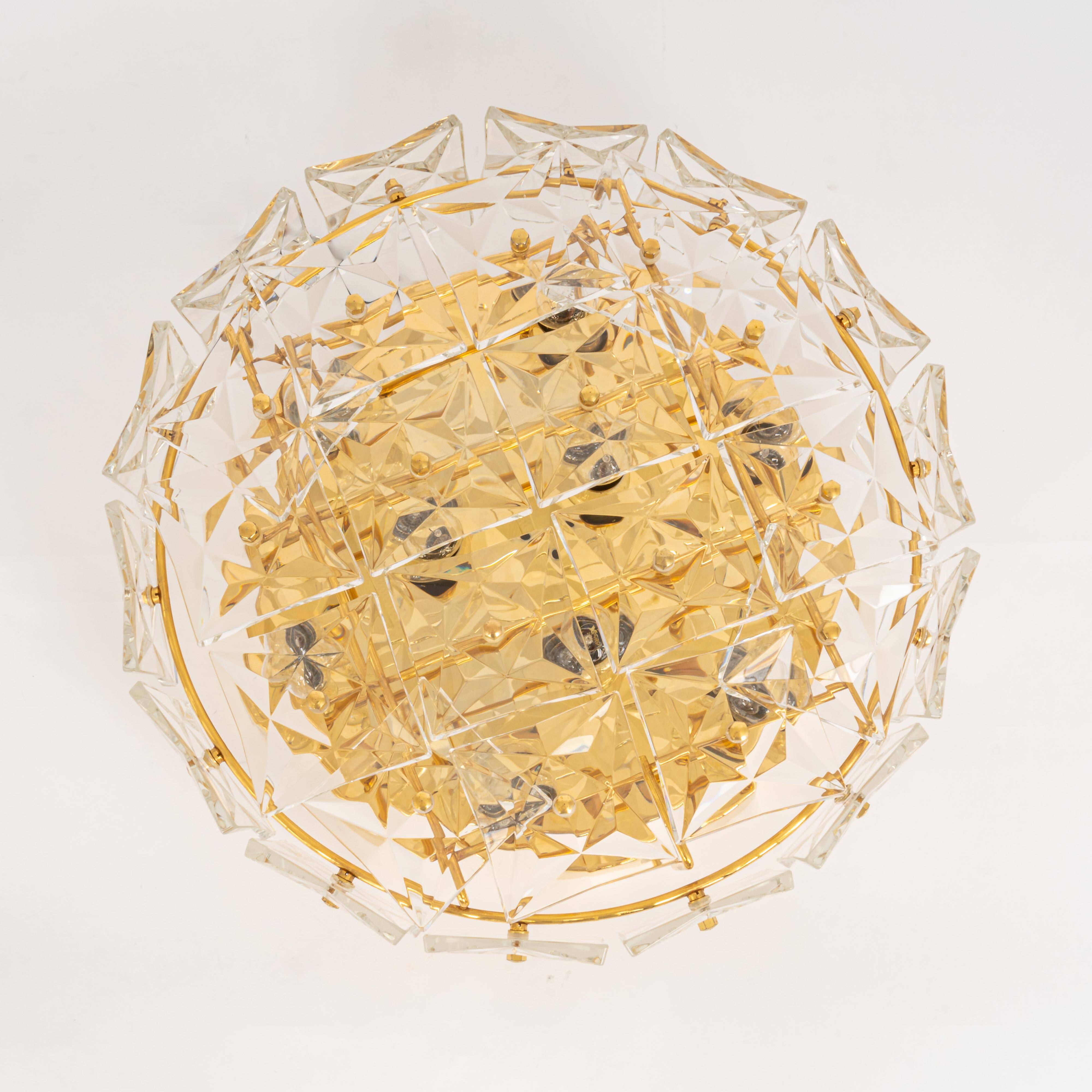 Faceted Crystal Ceiling Light by Kinkeldey, Germany, 1970s