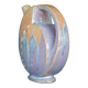 Flamed enameled stoneware bottle, pitcher, liquor bottle signed Denbac number 610, art vase