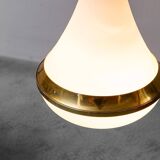 Lampadario a sospensione vetro opalino ottone anni ’50 vintage