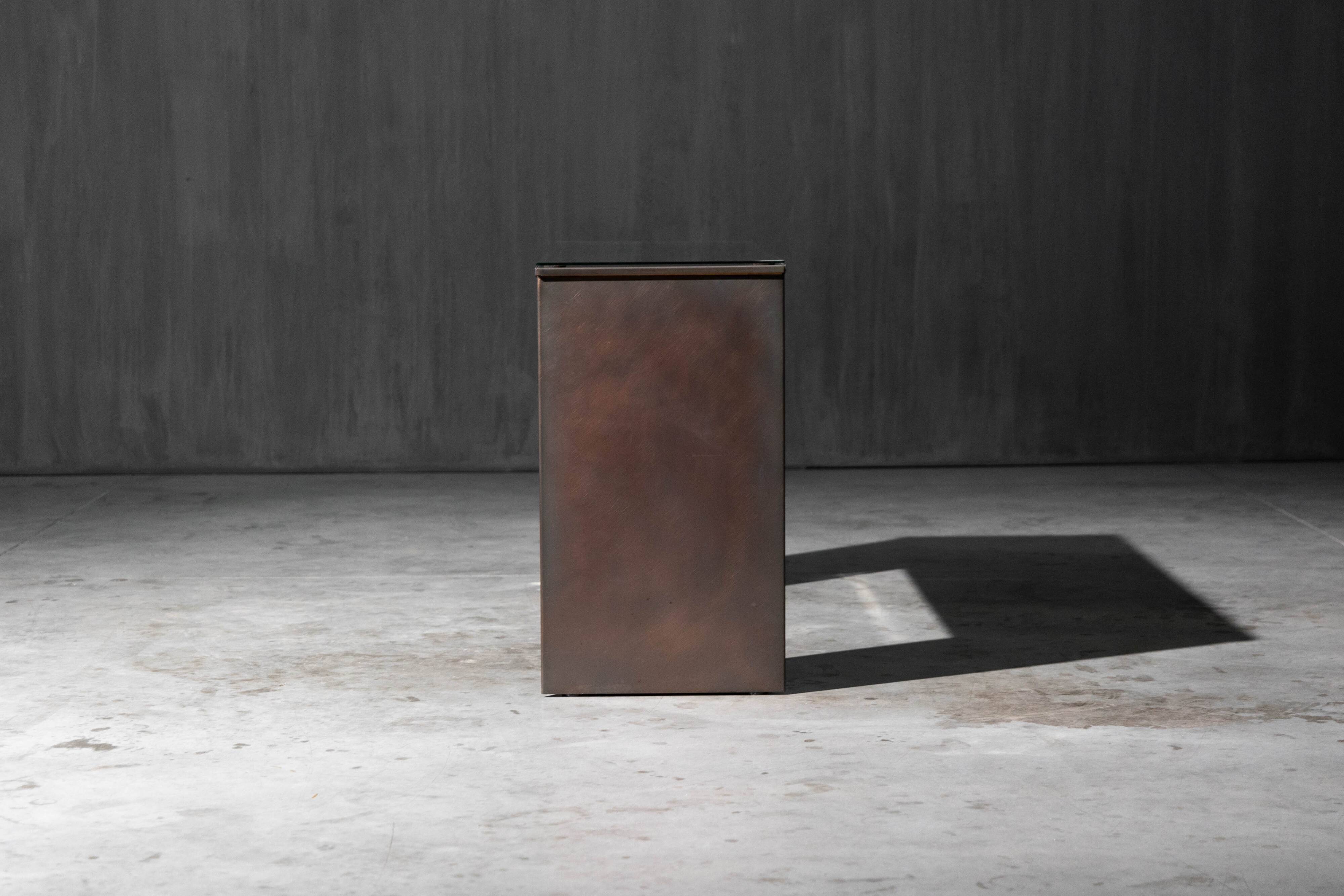 Console en bronze patiné par Belgochrom, Belgique, années 1970