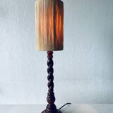 Turned wood lamp