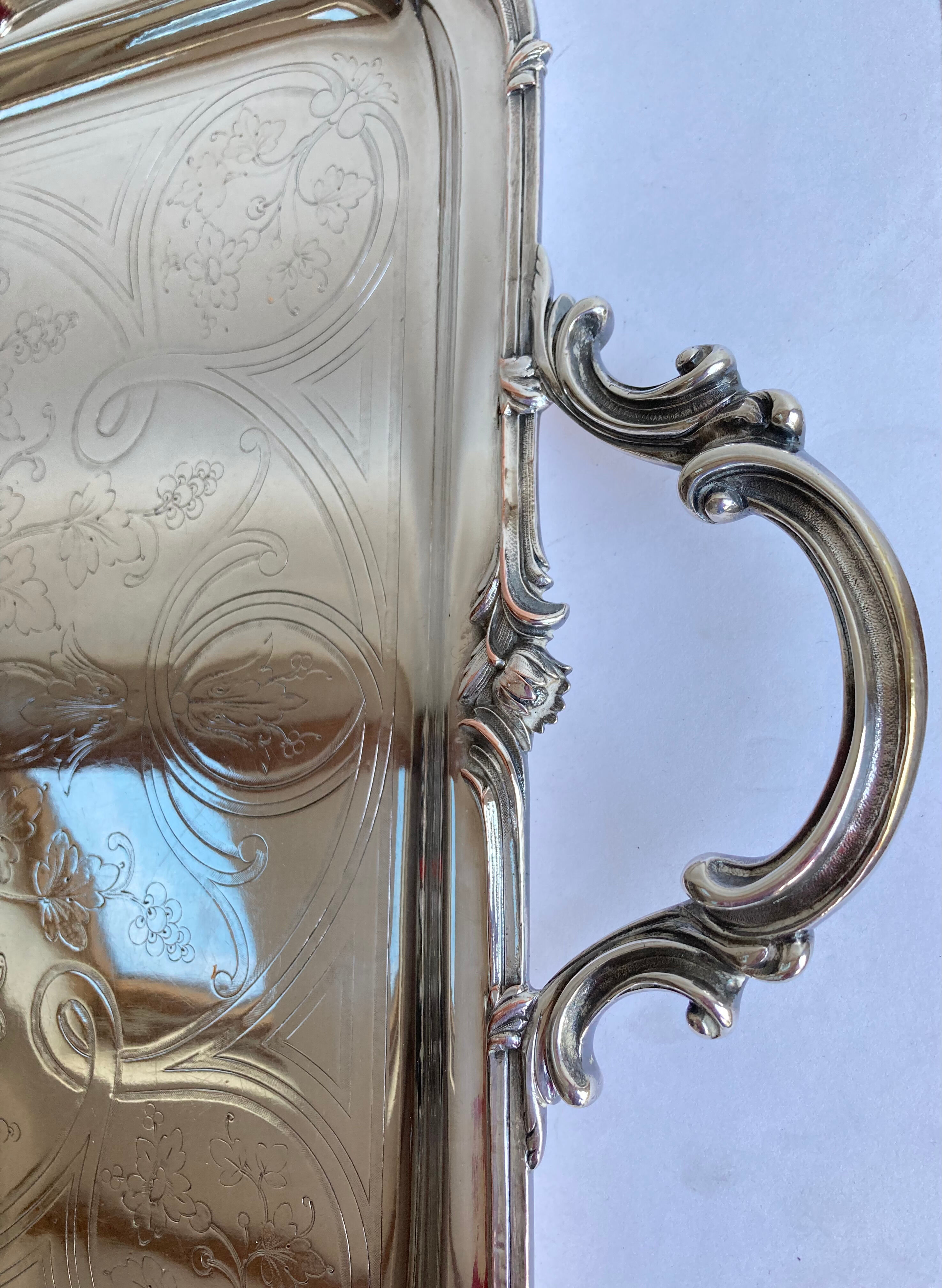 Old flat tray of service Christofle model rockeries silver metal