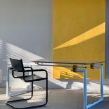 Bureau structure tubulaire et verre, 70s
