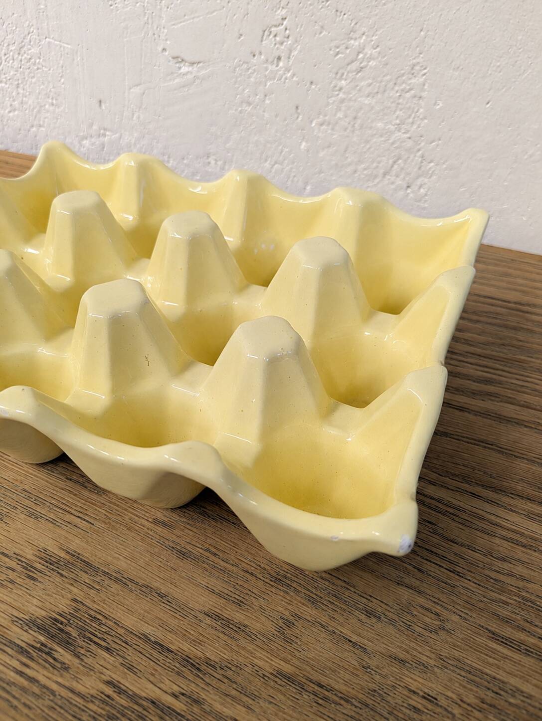 Vintage yellow ceramic egg holder
