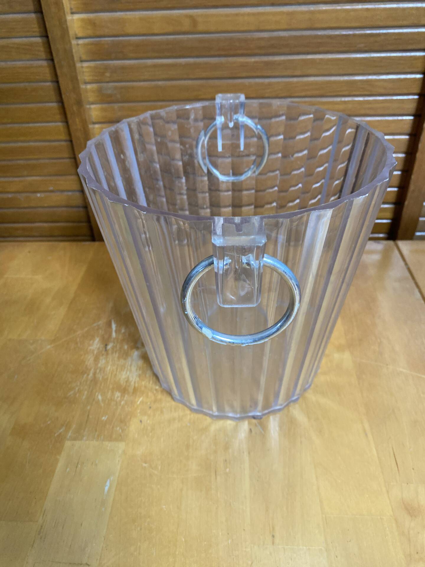 Vintage White Lucite Champagne Bucket FOUSSY Plexi + Metal Handles