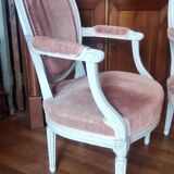 Pair of Louis XVI style medallion armchairs